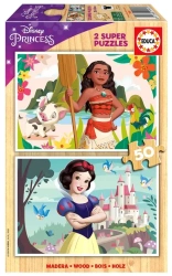 Puzzle drewniane 2x50 Vaiana Królewna Śnieżka - Educa