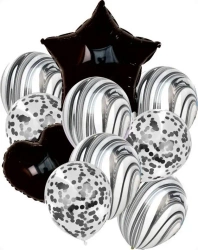 Zestaw balonów Czarna gwiazdka czarne serce 11el - GoParty