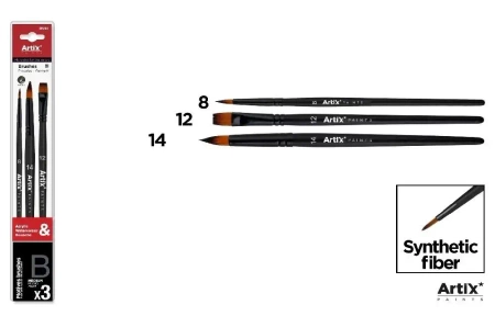 Pędzle syntetyczne zestaw M 3szt - Artix