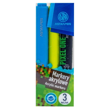 Markery trójkątne akrylowe Astrapen Pixel One 3 kolory - ASTRA art-pap