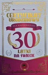 Karnet Certyfikat Urodzinowy 30 urodziny damskie - YEKU