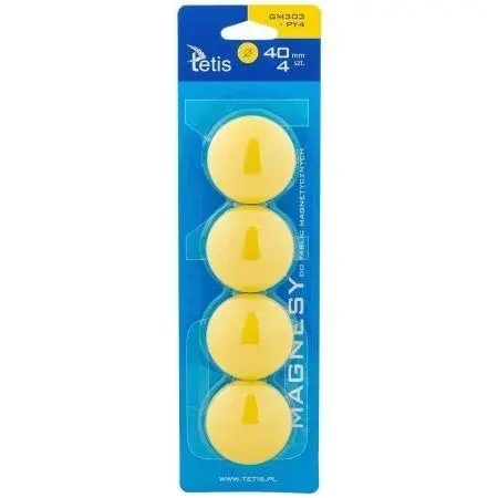 Magnesy do tablic żółte gładkie 4szt. GM303-PY4 - Tetis