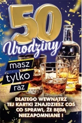 Karnet Urodziny z nakładką na butelkę 50 - YEKU