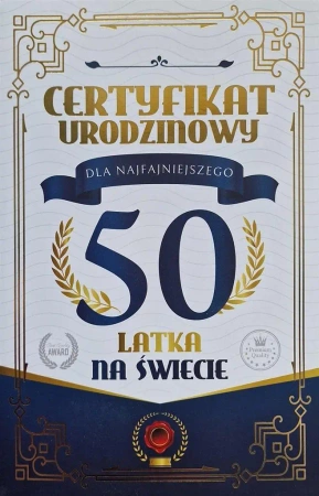 Karnet Certyfikat Urodzinowy 50 urodziny męskie - YEKU