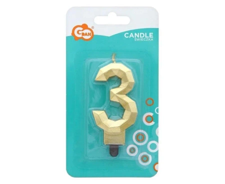 Świeczka Cyfra 3 Diament 7.6cm - Godan