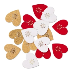 Kształty samoprzylepne z drewna serca 16szt MIX - Dalprint dpCraft