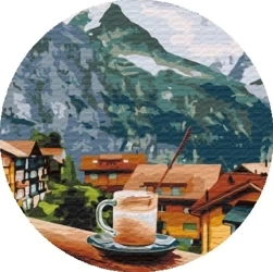 Malowanie po numerach okrągłe - Cappuccino 40cm - Twoje Hobby