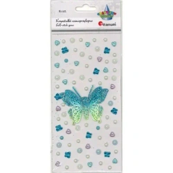 Kryształki samoprzylepne motyl 3D 75x60mm 82szt - Titanum