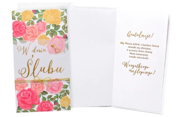 Karnet ślubny, róże