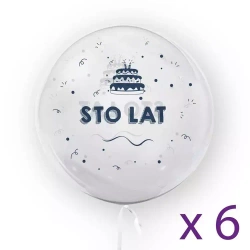 Zestaw 6 sztuk - "Sto lat", granatowy