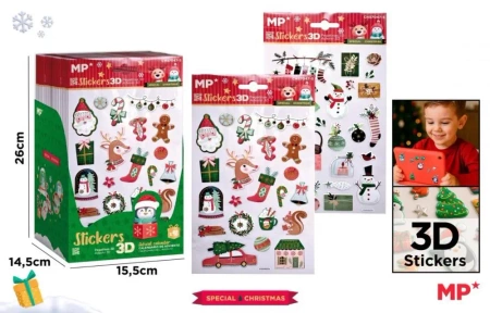 Naklejki świąteczne Boże Narodzenie 3D MIX - MP Main Paper
