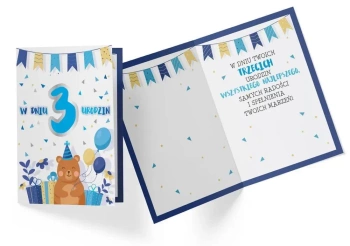 Karnet PR-322 Urodziny 3 chłopiec - Kukartka