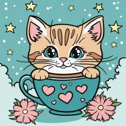 Malowanie po numerach - Cudowny kotek Kids 25x25cm - Ideyka