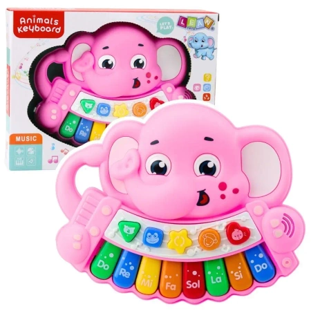 Pianinko interaktywne słonik różowe - Leantoys