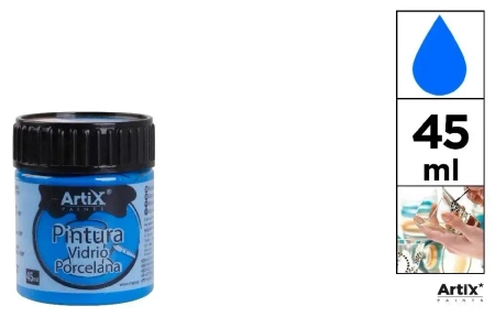Farba do szkła i ceramiki 45ml niebieska (6szt) - Artix