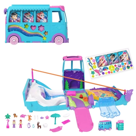 Polly Pocket Pet Mobile Adventure Transformujący kamper z akcesoriami JCC22 MATTEL