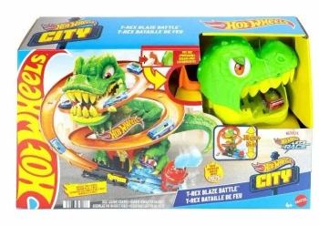 Hot Wheels City Zakręcony tor Remiza T-Rexa - Mattel