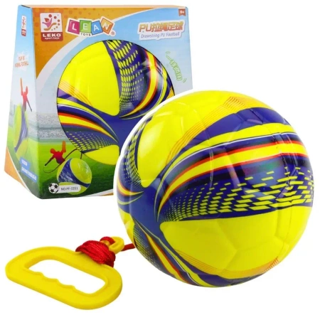 Piłka piankowa na sznurku żółta 14cm - Leantoys