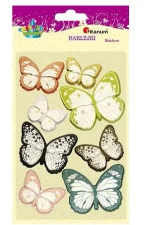 Naklejki papierowe 3D motyle mix 8szt - Titanum