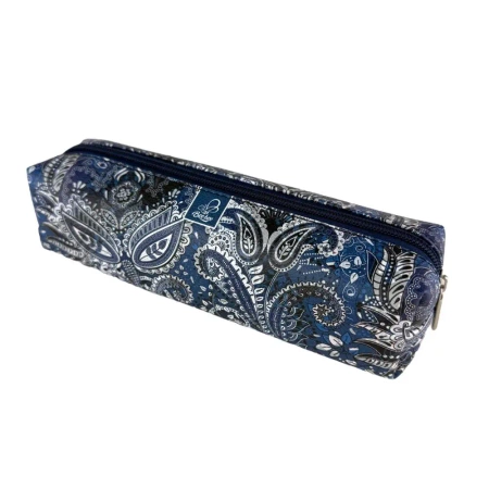 Piórnik szkolny młodzieżowy prostokąt kostka Ornament Blue - EV-Corp