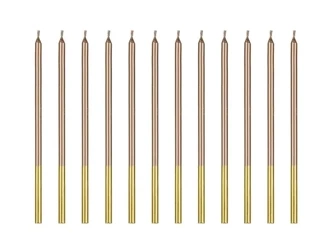 Świeczki urodzinowe różowe złoto 14 cm 12szt - PartyDeco