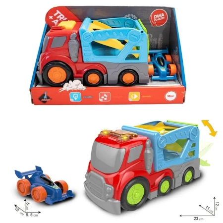 Zestaw autek 2w1 - Laweta i mini wyścigówka - Askato