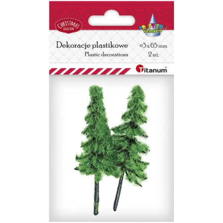 Drzewka minaturowe plastikowe. Choinki zielone 40x80mm. 2 sztuki - Titanum
