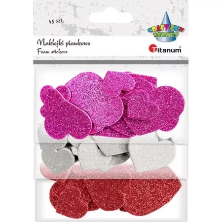 Naklejki piankowe serca mix 45szt - Titanum