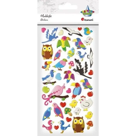 Naklejki wypukłe ptaki, serca 42szt - Titanum