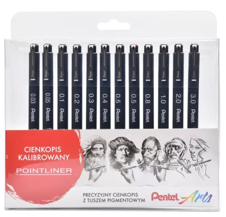 Cienkopisy kalibrowane S20P w etui 12 sztuk. - PENTEL