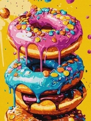 Malowanie po numerach - Pyszne pączki 30x40cm - Ideyka