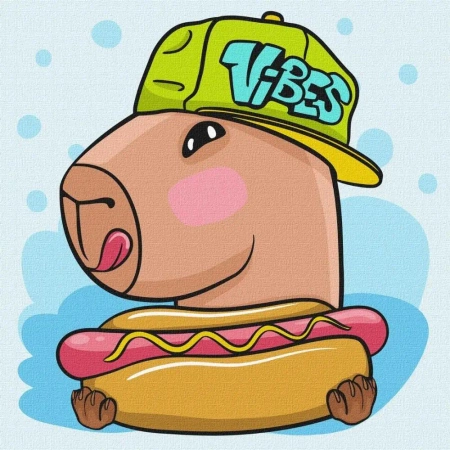 Malowanie po numerach - Kapibara i hot dog Kids - Ideyka