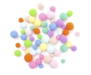 Pompony pluszowe rainbow 60szt mix - Dalprint