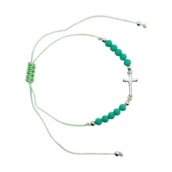 Różaniec 10-tka różańca zielona z krzyżykiem - Art Sacrum