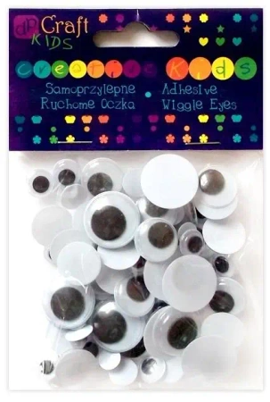 Samoprzylepne ruchome oczka 75szt mix - Dalprint dpCraft