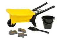 Taczka z akcesoriami do piasku 56cm żółta - Plasto