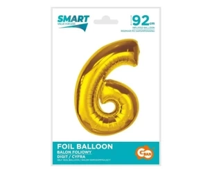 Balon foliowy Smart cyfra 6 złota 92cm - Godan