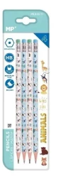 Ołówek z gumką HB Zwierzęta 4szt - Praca zbiorowa