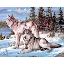 Mozaika diamentowa 5D - Wilki 40x30cm - Titanum