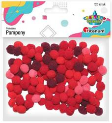 Pompony poliestrowe 10mm czerwone 120szt. - Titanum