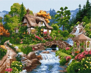 Malowanie po numerach - Zamiejski kotedż 40x50cm - Ideyka