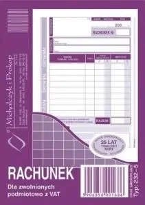 Rachunek dla zwolnionych podmiotowo z VAT 232-5 - Michalczyk i Prokop