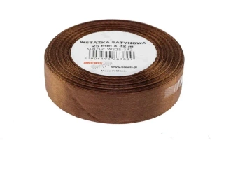 Wstążka satynowa brązowa 25mmx32m - Brewis