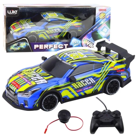 Samochód sportowy R/C niebieski żółty - Leantoys