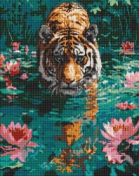 Diamentowa mozaika - Tygrys na polowaniu 40x50cm - Ideyka