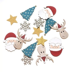 Drewniane motywy świąteczne multikolor 15szt - Dalprint dpCraft