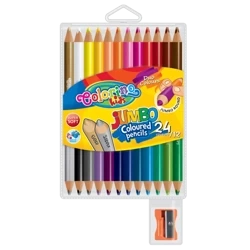 Kredki ołówkowe okrągłe jumbo Colorino Kids z temperówką 12 sztuk 24 kolory - PATIO