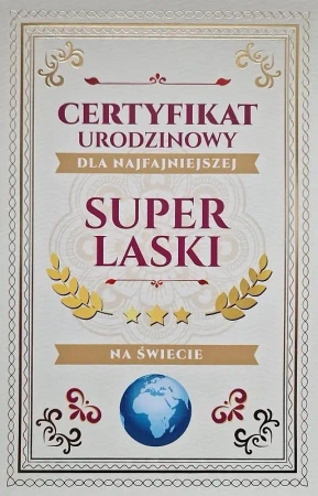 Karnet Certyfikat Urodzinowy Super Laski - YEKU