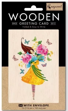 Karnet drewniany C6 + koperta Bukiet - Cozywood