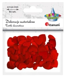 Materiałowe serca 20x17mm czerwone 80szt - Titanum